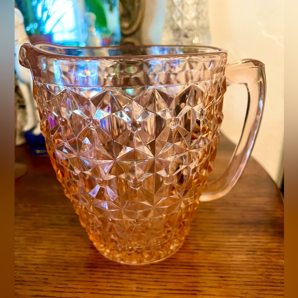 Vintage Depression Glass Jeannette Pink Holiday 6 3/4" 52 oz. Pitcher